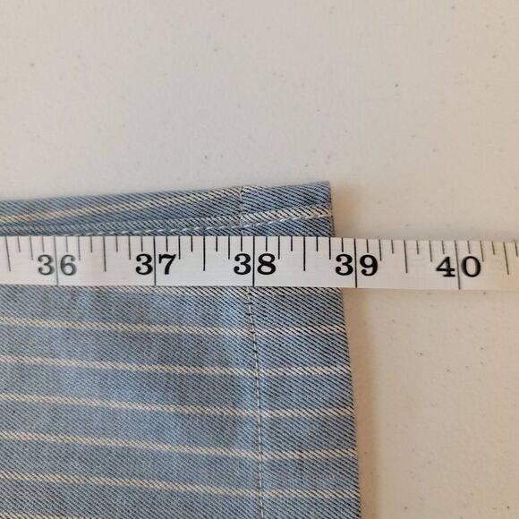 Free People Womens Size 26 Blue White Striped Wide Leg Button Fly Jeans - Picture 10 of 11